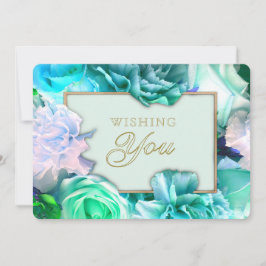 Pale Teal Rose Secret Gardens Birthday Card Einladung