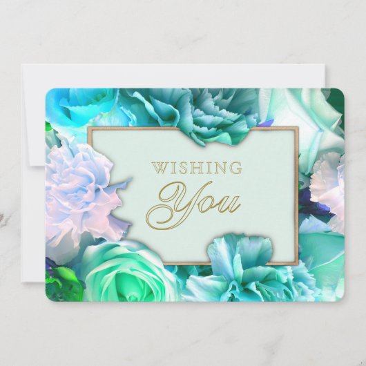 Pale Teal Rose Secret Gardens Birthday Card Einladung (Vorderseite)