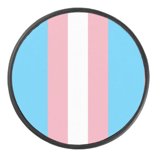 pale trans flag on hockey puck (Vorderseite)
