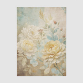 Pale Yellow and White Peony Floral Pattern Seidenpapier