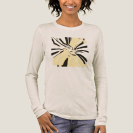 Pale Yellow Black Swirling Abstract Floral Pop Art Tri-Blend Shirt