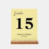 Pale Yellow Minimalist Wedding Table Number Acrylschild (Vorderseite)
