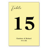 Pale Yellow Minimalist Wedding Tischnummer (Rückseite)