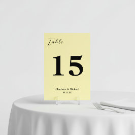 Pale Yellow Minimalist Wedding Tischnummer