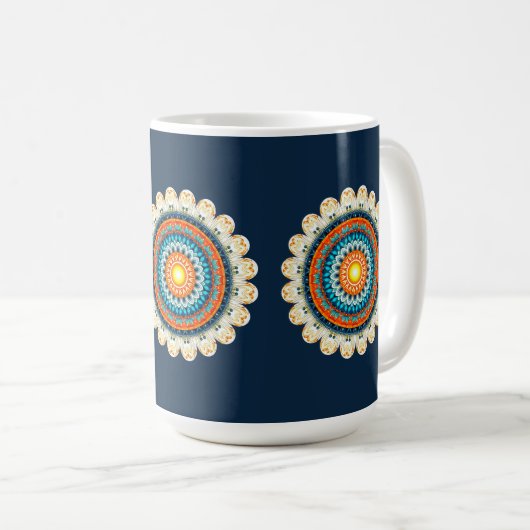 Pale Yellow Orange Mandala Mug Kaffeetasse (VorderseiteRechts)