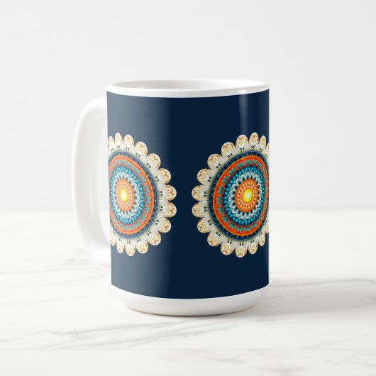 Pale Yellow Orange Mandala Mug Kaffeetasse (Vorderseite Links)