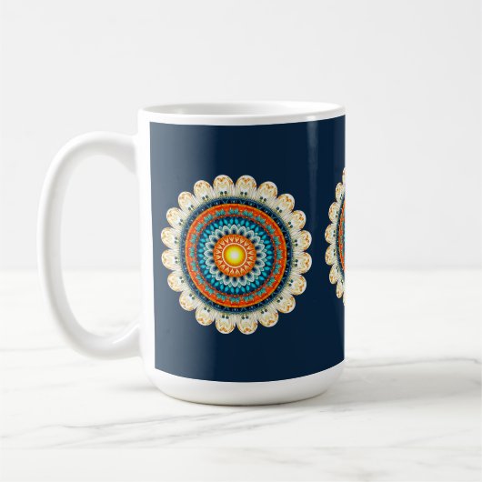 Pale Yellow Orange Mandala Mug Kaffeetasse (Links)