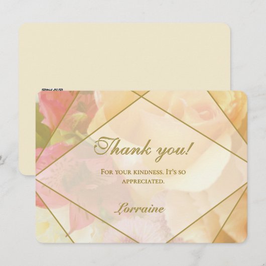 Pale Yellow Rose Thank You Card Dankeskarte (Vorne/Hinten)
