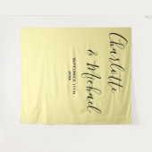 Pale Yellow Script Minimalist Wedding Backdrop Wandteppich (Vorderseite (Horizontal))