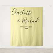 Pale Yellow Script Minimalist Wedding Backdrop Wandteppich (Vorderseite)