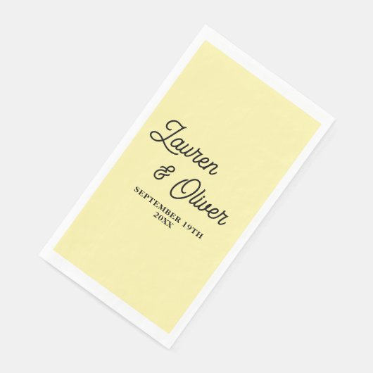 Pale Yellow Script Minimalist Wedding Serviette (Ecke)