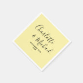 Pale Yellow Script Minimalist Wedding Serviette (Ecke)