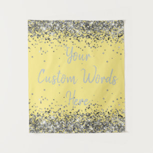 Pale Yellow und Silber Geburtstagsfeier Fotoautoma Wandteppich