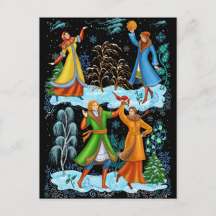 Palekh. Traditionelle russische Volksfestspiele Postkarte