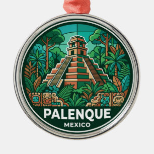 Palenque Ruinen Mexiko Ornament Aus Metall
