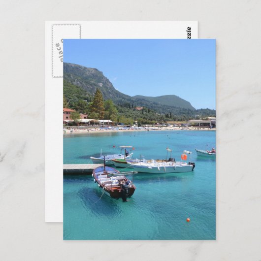 Paleokastritsa Beach, Korfu Postkarte (Vorne/Hinten)