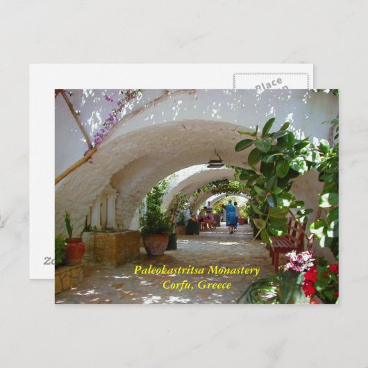 Paleokastritsa Kloster, Korfu, Griechenland Postkarte (Vorne/Hinten)