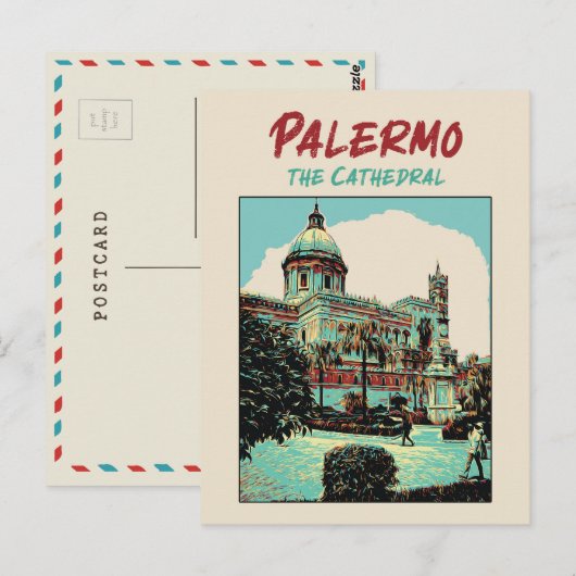 Palermo, Die Kathedrale Illustration Sizilien Ital Postkarte (Vorne/Hinten)