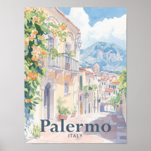 Palermo Italien Aquarellmalerei Reise Poster