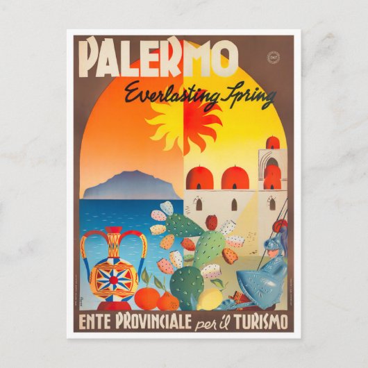 Palermo Italien Jahrgang Reise Postkarte (Vorderseite)