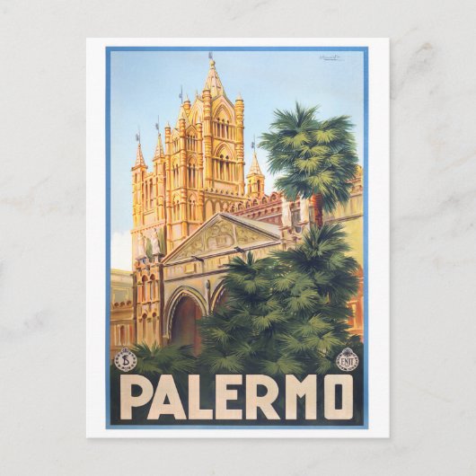 Palermo Italien Jahrgang Reise Postkarte (Vorderseite)