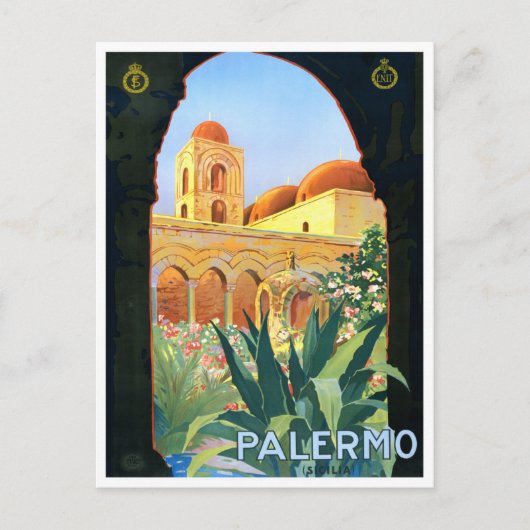 Palermo Italien Jahrgang Reise Postkarte (Vorderseite)