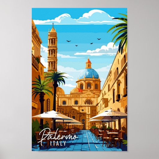 Palermo Italien Vintage Reise Art Illustration Poster (Vorne)