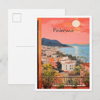 Palermo Italien Vintage Reise Kunst Postkarte