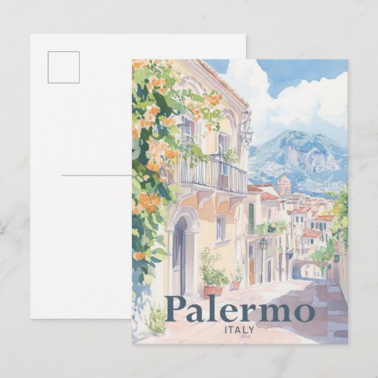Palermo - Italien Wasserfarben Postkarte (Vorne/Hinten)