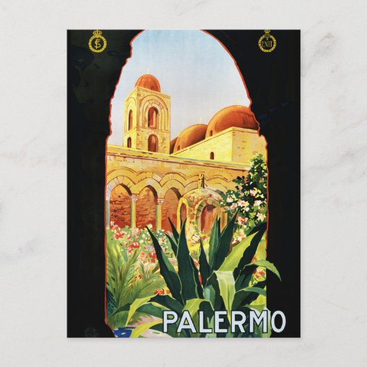 Palermo Sicilia Vintage Reiseplaner Zurück in die  Postkarte (Vorderseite)
