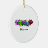 Palermo Skyline in Aquarellfarbe Keramikornament (Rechts)