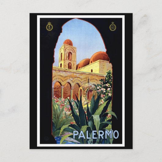 "Palermo" Vintage Travel Poster Postkarte (Vorderseite)