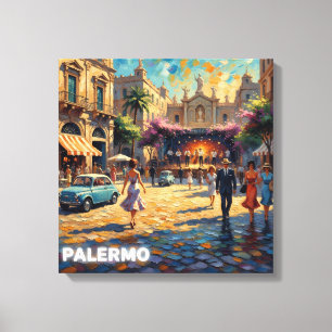 Palermos Golden Square Vintage Szene Leinwand