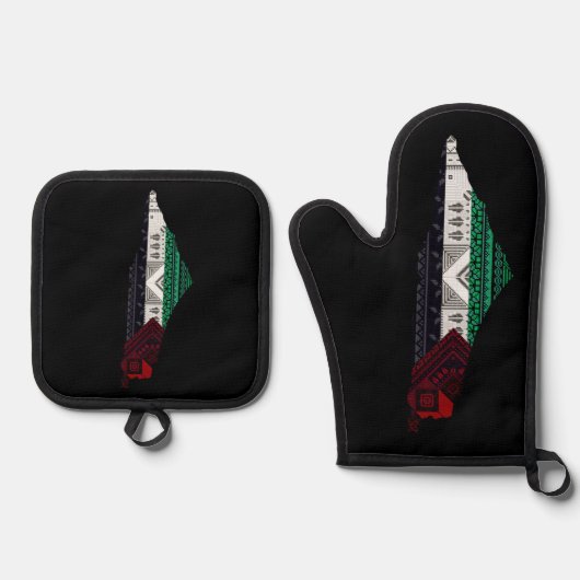 Palestina Embroidery täreez Pattern Karte frei Ofenhandschuh & Topflappen-Set (Vorderseite)