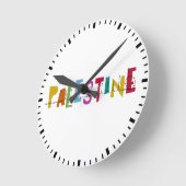 PALESTINE Arabischer Name Farbenfrohe Taschentasch Runde Wanduhr (Winkel)