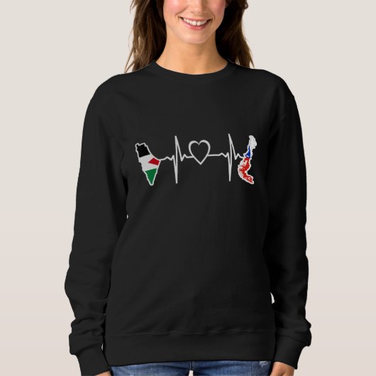 Palestine Chili Flag Palestinian Chilean Heartbeat Sweatshirt (Vorderseite)