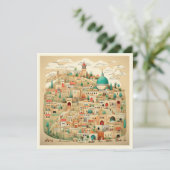 Palestine Cityscape Illustration Feiertagskarte (Stehend Vorderseite)