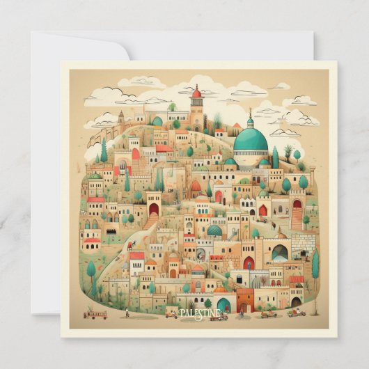 Palestine Cityscape Illustration Feiertagskarte (Vorderseite)