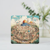 Palestine Cityscape Illustration Feiertagskarte (Stehend Vorderseite)
