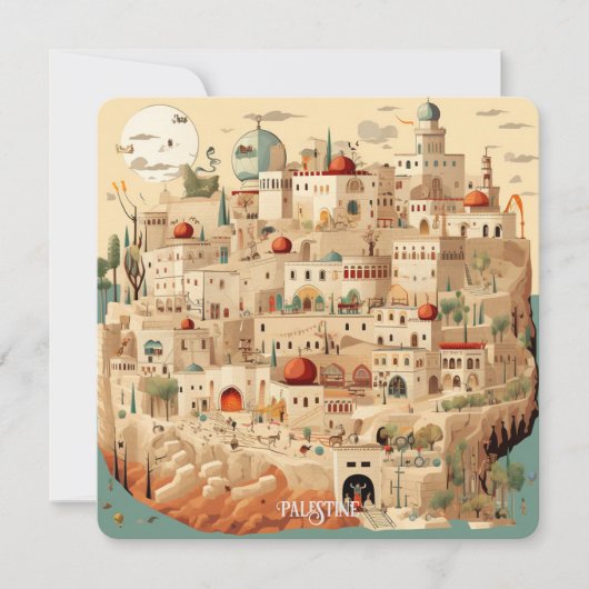 Palestine Cityscape Illustration Feiertagskarte (Vorderseite)