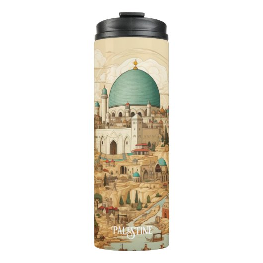 Palestine Cityscape Illustration Thermosbecher (Vorderseite)