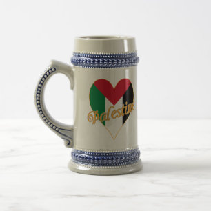 Palestine Flag ف ل س ط Arabic und English WordArt Bierglas