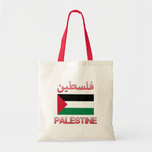 Palestine Flag ف ل س ط Arabic und English WordArt Tragetasche