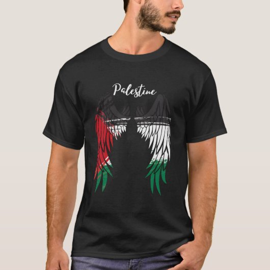 Palestine Flag Dad On Back Side Palestinian Angel T-Shirt (Vorderseite)