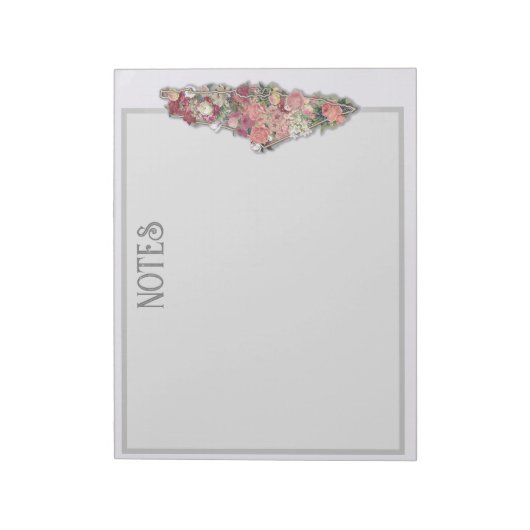 Palestine Floral Map BASIC Notes Notepad Gray Notizblock (Rotiert)