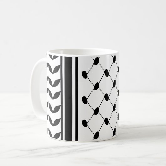 Palestine Keffiyeh Pattern Scarf Kaffeetasse (Vorderseite Links)