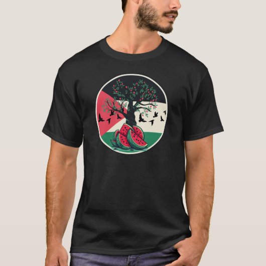 Palestine Kulturschatz Olivenweg T-Shirt (Vorderseite)