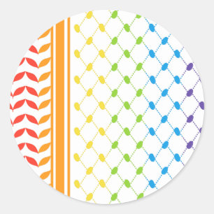 Palestine LGBT Rainbow Keffiyeh Pattern Scarf Runder Aufkleber
