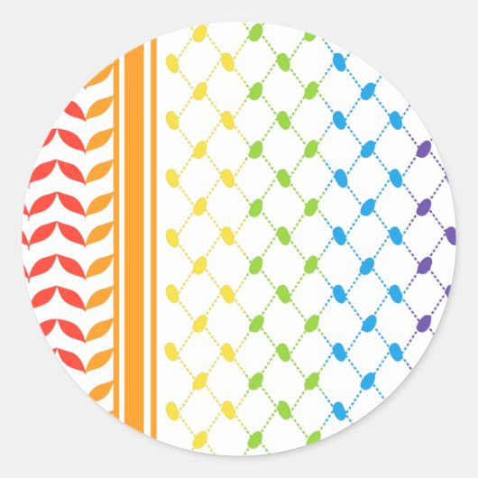 Palestine LGBT Rainbow Keffiyeh Pattern Scarf Runder Aufkleber (Vorderseite)