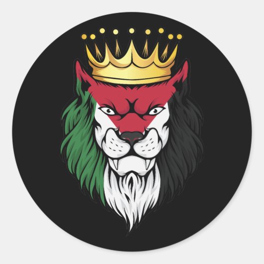 Palestine Lion King Flag Runder Aufkleber (Vorderseite)